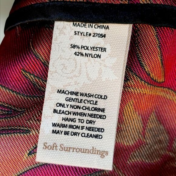 Soft Surroundings Embroidered Satin Black Red Orange Green Jacket Women's XL - Picture 9 of 10
